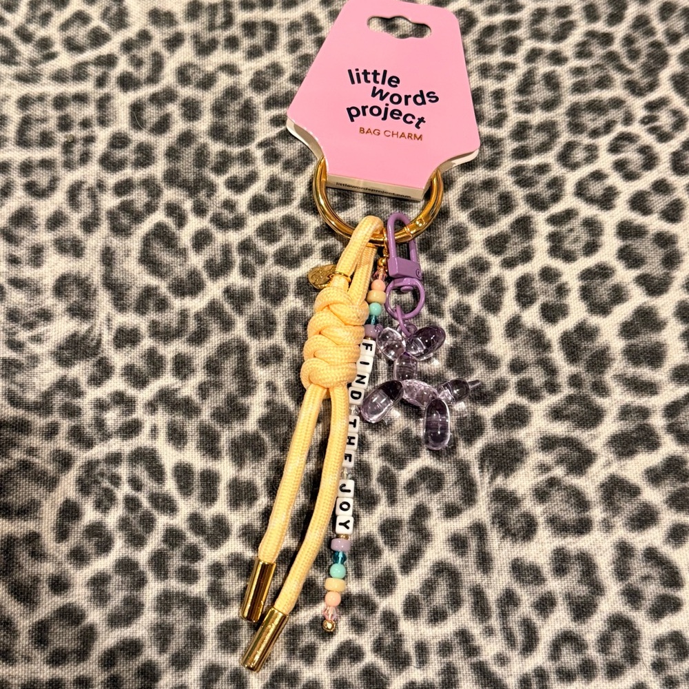 Little Words Project "Find the Joy" Beaded Bag Charm Keychain Balloon Dog NWT - Picture 4 of 5